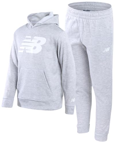 New Balance Conjunto de moletom para meninos – 2 peças de moletom com capuz e moletom de lã (8-12),