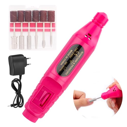 JOPHEK Torno para Uñas, Lima Electrica Uñas Velocidad Ajustable 20,000 RPM, Lima de Uñas Eléctrica USB para Uñas de Gel Acrílico, para Uso en Casa y Salón, Salón de Uñas Manicura de Bricolaje