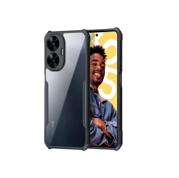 PrimeLike Heavy Duty Hard PC Back + Soft TPU Ultra Slim Crystal Clear Protective Back Cover for Realme C55 / RMX3710 - Black (B0CF64SSSJ) Amazon Price History, Amazon Price Tracker