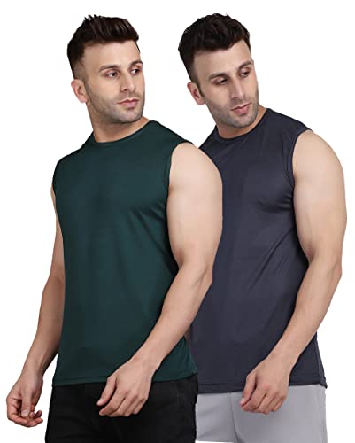 Image of Men's Regular Fit Sleeveless T-Shirt (Pack of 2)