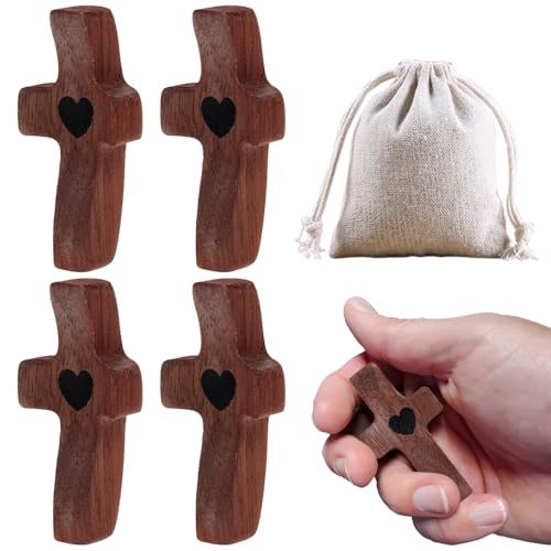 JOAASU 4 Piezas Cruz de Madera, Cruz de Oración de Madera, Cruz...