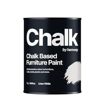 Hemway - Chalk Based Furniture Paint - Linen White 1 L | Chalky Matt Shabby Chic Finish for Interior & Exterior Home Decor | Quick Dry & All-in-one