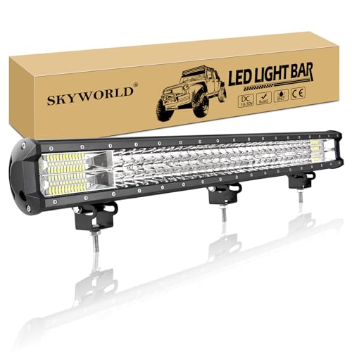 Image of SKYWORLD LED Light Bar, 28 inch 396W Triple Row Spot Flood Combo Beam Offroad Driving Fog Lamp Slide bracket for Boat Truck 4WD SUV ATV 4x4 Pickup 12V 24V