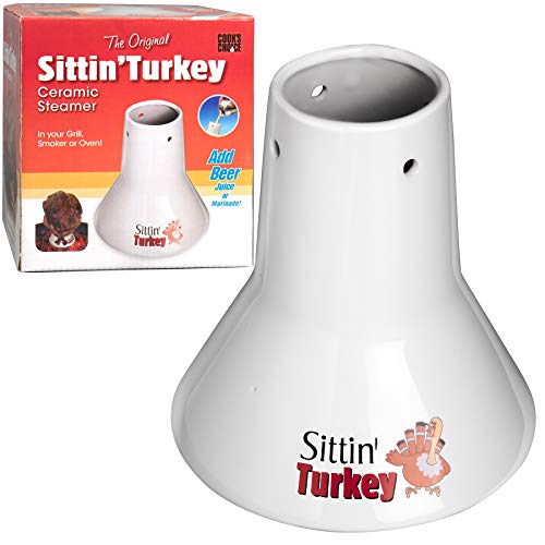 Ceramic Steamer Beer Can Turkey Roaster- Sittin' Turkey Marinade Barbecue Cooker- Infuse delicious