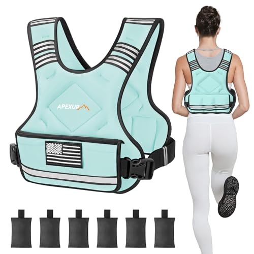 Image of APEXUP Adjustable Weighted Vest, 4-10lb /12-18lb /20-32lb Vest with 6 Ironsand Weights and Large Pocket, Weight Vest for Men Women Strength Training, Running, Walking