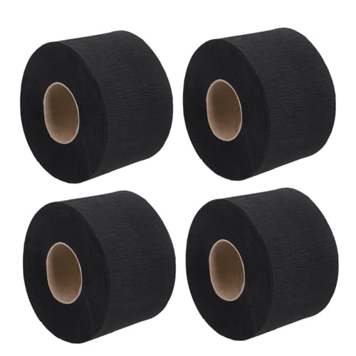 HONITANO 4 rollos Tiras de Cuello Desechables para Barbería Negras Elásticas Protección Cómoda para Peluquería Absorbentes y Ajustables