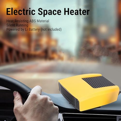 Yctze 200W Battery Powered Electric Space Heater, Thermostat 2 Settings Portable Heater, Car Defrosting Defogging with Heating Cooling Function