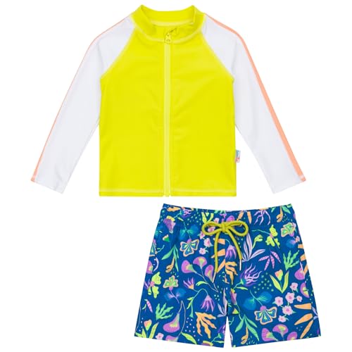 Image of SwimZip Boys' Long Sleeve Rash Guard & Swim Shorts Set - UPF 50+ Sun Protection