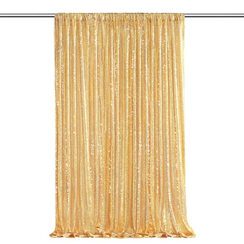 Image of Gold Sequin Backdrop Curtains-1 Panel 5FTx8FT Gold Backdrop for Wedding, Glitter Party Decorations Background Drapes for Birthday Party Anniversary Graduation Photo Booth Decor