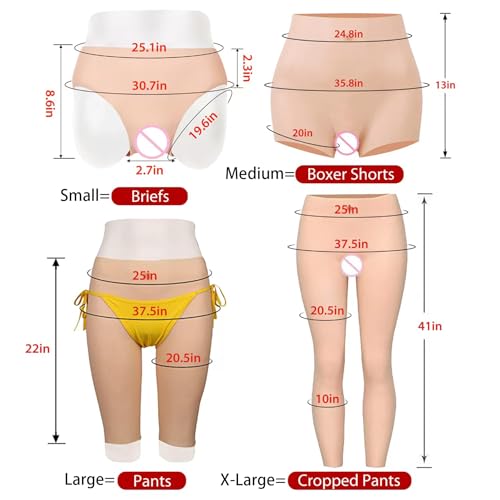 YIQI Silicone Panty with Pee Device Silicone Briefs Food Grade for Crossdresser Drag Queen (Nude Color, Cropped Pants)2