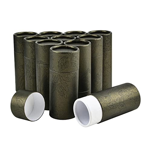 WANDIC Tubos de Cartón Kraft Dorado Oscuro, 10 Uds. Recipientes Redondos de Papel Kraft para Embalaje de Regalo Artesanal de Té Y Café, Sin Empuje (30ml)