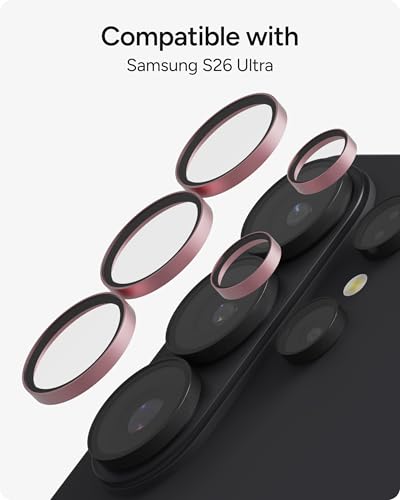 Image of ZAGG Glass Elite Samsung Galaxy S26 Ultra Camera Lens Protector - Pink, Anti-Reflective, 5X Stronger Impact & Scratch Resistant Aluminosilicate Glass - Easy Installation, Smudge-Free Surface