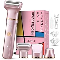 Bikini Trimmer Women, 3-in-1 Painless Lady shavers for Women with Ceramic Blades & IPX7 Waterproof Design, Rechargeable Cordless Electric Razor for Women for Legs, Underarms, Face & Bikini Line