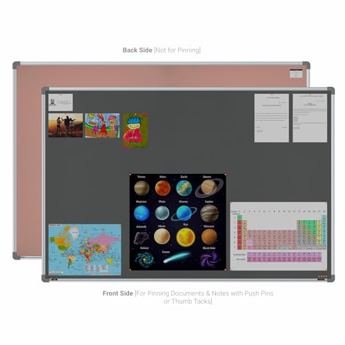 Image of Scholar Art Metis 4x6 Feet Bulletin Notice Board for Office, Home & School | Vibrant & Versatile Crape Cloth + High Density Soft Board for Pinning Photos, Sticky Notes & Reminders (Grey)