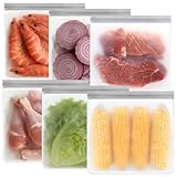 6 Piezas Bolsas Silicona Reutilizables,Bolsas de Congelación Reutilizables,Bolsas de Almacenamiento Reutilizable,Reusable Freezer Bags,Bolsas de Congelación Libres de Bpa,para Guardar Verduras