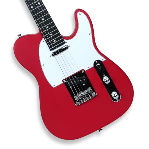 Image of Kadence TLRD Tennessee 39 inch Electric Guitar (Classic T Style) | Solid Poplar Wood Body, Maple Neck | Dual Single-Coil Pickups | Fixed Bridge | Gig Bag + Cable | Matte Red