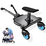 JUANWAN Universal Stroller Board - 2 in 1 Sit and Stand Stroller Board with Detachable Seat Stroller Attachment Buggy Board for 99% of Strollers, Holds Children up to 55lbs, Blue