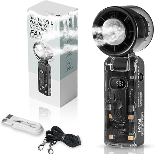 IceRush Turbo – Handheld Fan with Instant Cooling Plate & LED Light,13000rpm High Speed Folding Refrigeration Fan,100-Speed Adjustable,Handhelds for Travel, Office, Home (Black) IceRush Turbo – Handheld Fan with Instant Cooling Plate & LED Light,13000rpm High Speed Folding Refrigeration Fan,100-Speed Adjustable,Handhelds for Travel, Office, Home (Black)