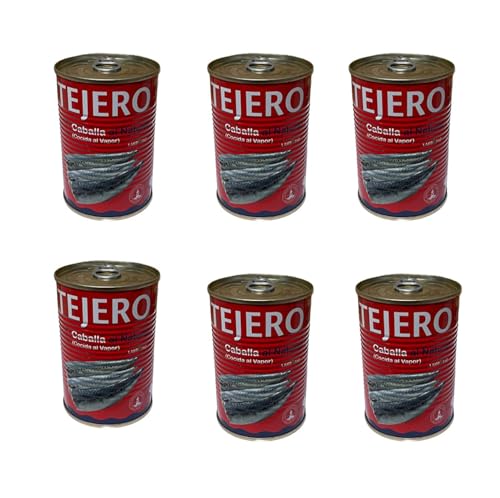 Tejero - Conserva de Pescado | Caballa al Vapor - 6 Latas x 400 g