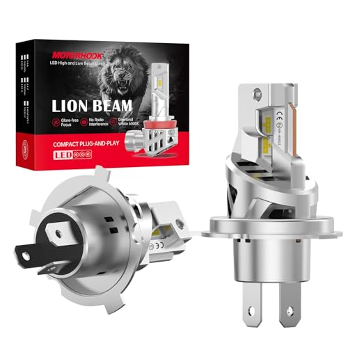 LUDUN H4 Halogen Auto Lampe 12V 60W Extra Helle H4 Scheinwerferlampe mit Zulassung & E-Prüfzeichen 5500K Weißes Licht für maximale Sichtbarkeit bei Nacht langlebige Birne 2 Stück