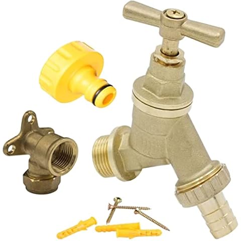 Water Bibcock Tap 1/2 inch BSP with Brass Wall Plate Fixture BS1010-2 Cover