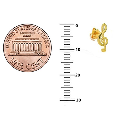 Ritastephens 14k Yellow Gold Music Note G Clef Treble Musical Stud Earrings Small3