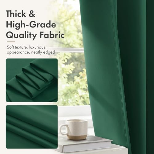 Image of MIULEE Set of 4 Hunter Green 45 Inch Short Blackout Kitchen Window Curtains | Bedroom Drapes, Light Blocking Privacy Curtains for Small Windows, Bathroom, RV /Motorhome, Laundry, Top&Bottom Rod Pocket