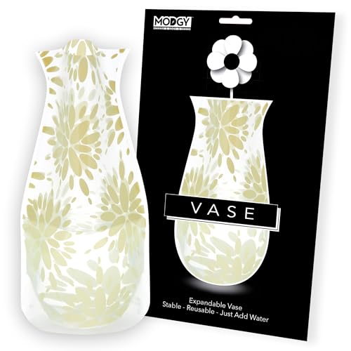 MODGY Expandable Flower Vase Plastic Decorative Modern Vases for Flowers Centerpieces Dining Table Decor Living Room Bathroom Wedding Office, Lila Ivory MyVaz