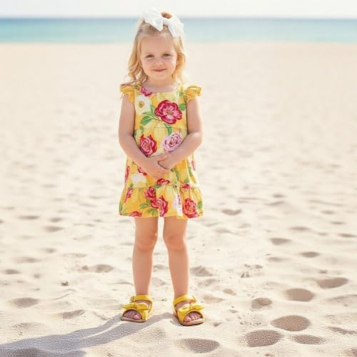 Image of THEE BRON Toddler Girls Sandals Wedding Flower Girl Dress Shoes Open Toe Flats