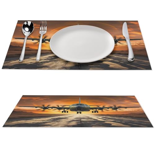 Set de table armée de l'air en vinyle isolant et antidérapant de 30x45 cm | Lot de 6