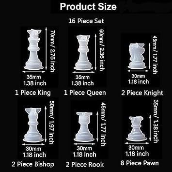 16Pcs/Set Chess Mold for Resin Silicone Chess Resin Mold Chess Crystal Epoxy Casting for Making Birthday,Casting Molds,Jewelry Supplies