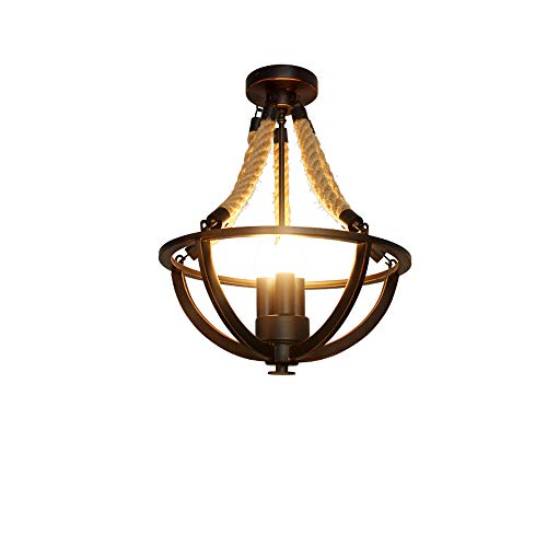 MSGIRVLZL Lámpara Colgante Retro Industrial Nórdica Loft Stapa de Cáñamo Pastoral Creativo For la Tienda de Ropa de la Sala de Ropa Luces de Techo de Hierro Forjado Antiguo Accesorios