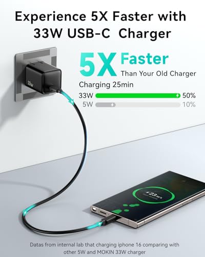 Image of Fast Charging for iPhone 16 /15 Charger,PD 3.0 PPS 33W GaN USBC Charger Block Foldable Plug Compact Type-C Wall Charge Adapter for Apple iPhone 16 Pro Max Series,Galaxy S25 /Pixel 9 /iPad Pro (Black)