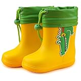  Nasonberg Kinder Gummistiefel Schadstofffreie Regenstiefel Jungen Mädchen, mit Abnehmbar Gefüttert (Das ganze Jahr über universell) 01/Gelb Gefüttert,22 EU=150MM