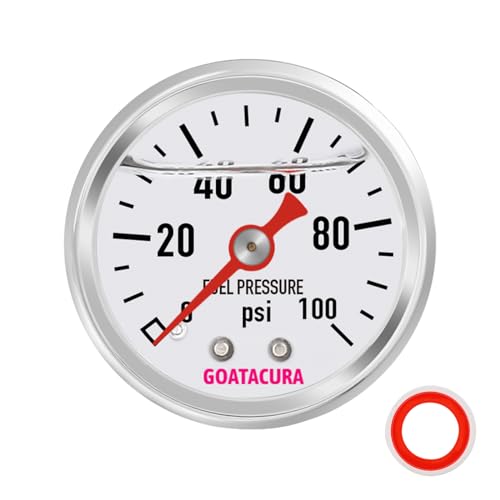 0-100psi Glycerin Filled Fuel Pressure Gauge, 1-1/2" Dial Size, 304 Stainless Steel Case, 1/8" NPT Center Back Mount, with High Accuracy, for Measuring Fuel Pressure