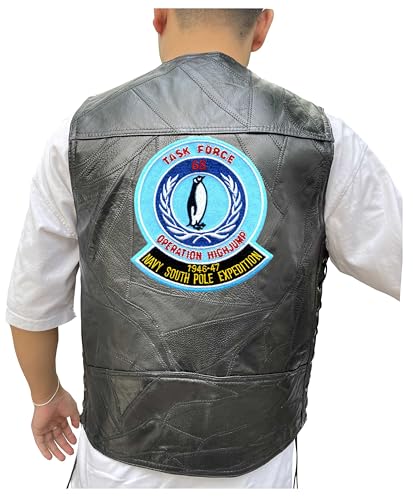 247EMBROIDERY Task force 68 south pole expedition 1946 47 embroidered vest patch, patches, leather vest jacket operation high jump