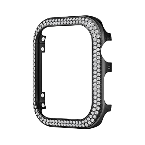 Glitter Case Black Compatible with Apple Watch 40mm, Aluminum Alloy Rhinestones Bling Glitter Metal Watch Frame Case Cover Protective Protector Metal Shell Compatible with iWatch SE Series 4/5/6 40mm Cover