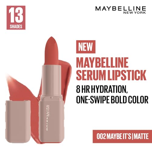 Image of Maybelline New York Maybelline Serum Lipstick (Matte), 002 Maybe | 1-Swipe Lush Color 8HR Weightless Hydration