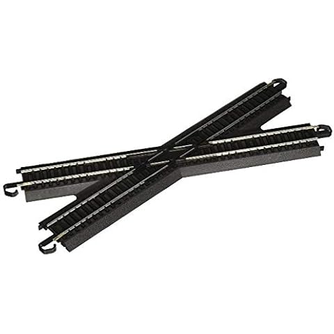 Bachmann Trains - Snap-Fit E-Z TRACK 30 DEGREE CROSSING (1/card - STEEL ALLOY Rail With Black Roadbed - HO Scale Medium Cover
