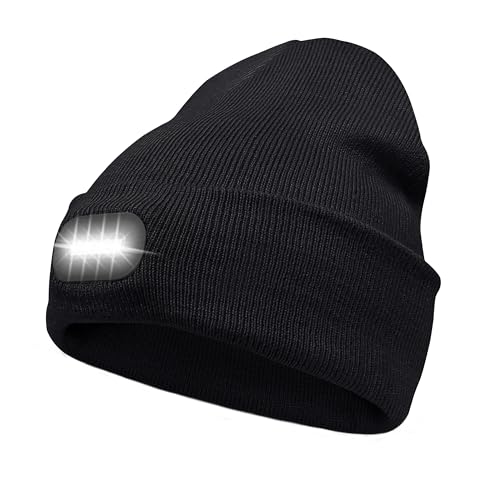 Loowoko Cappello con Luce LED Illuminato,USB Ricaricabile Wireless Bluetooth 5.0 Musicale Cappello da Corsa per Sci Escursionismo Campeggio Ciclismo