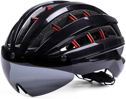 FINYQBET Capacete Bicicleta Adulto, Leve, PC+EPS com Viseira Magn...