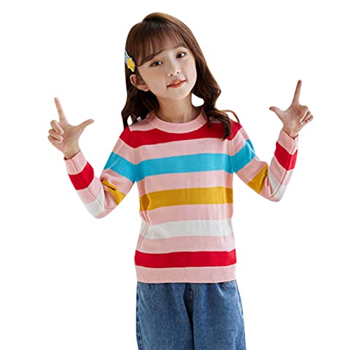 Toddler Pullover Sweater Baby Kids Girls Boys Crewneck Stripe Prints Knitted Long Sleeve Warm Outwear Fall Winter2