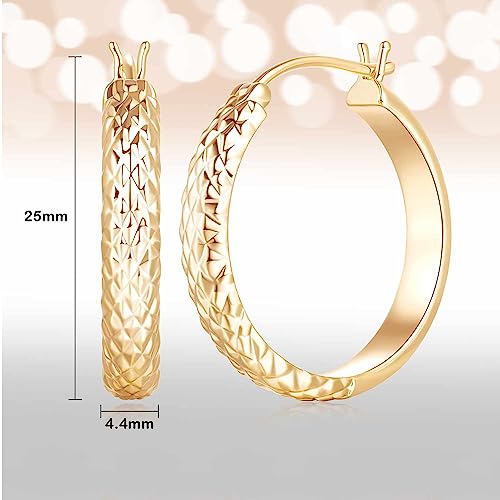 Gold Hoop Earrings 14K Gold Hoop Earrings for Women Wrinkle Texture Earring for Women Hypoallergenic Womens Hoops Earring 25mm2