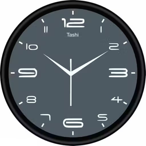 Image of Tashi Enterprises 10X10-inch Plastic & Glass Wall Clock for Living Room | Analog Clocks |Black Frame | ETASHI Grey Color Color