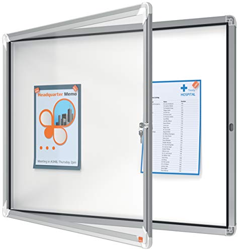 Nobo, Vitrine d'extérieur, Certifiée NF Collectivité et Education, Fond magnétique, 8xA4, 924x668 mm, Porte battante, Gamme Premium Plus, 1902579