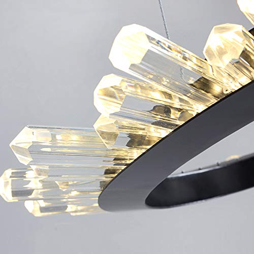 Éclairage de en cristal moderne rond avec éclairage tricolore 80 cm