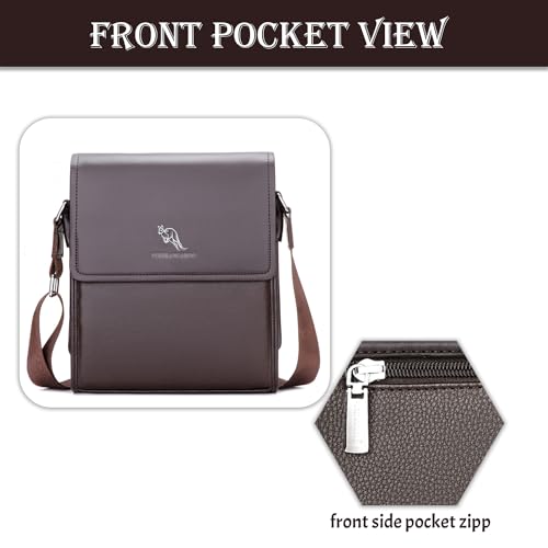 Image of Leather Retro Men's Shoulder Messenger Sling Bag,Brown