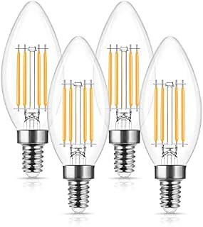 4W E14 Dimmable Filament Bulbs, LOHAS LED Candle Light Bulb, 40W Incandescent Equivalent, Warm White 2700K, 400LM, Small Edison Screw SES Filament Light Bullbs, 4 Packs