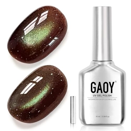 GAOY Brown Cat Eye Gel Nail Polish Set with Magnet UV Light Cure Needed DIY Manicure at Home 16ml 4373 Brownie Points