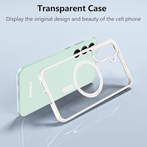 Image of DIZORO Samsung S25 Case,Compatible with MagSafe, Non Yellow Military-Grade Drop Protection & Hard PC Back Cover Slim Transparent Anti-Scratch Shockproof Phone Case (Magsafe White)